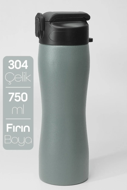 Pipetli Paslanmaz Çelik Matara - 304 Çelik Spor Suluk BPA İçermez Taşınabilir Tasarım - Füme Renk 750 ML